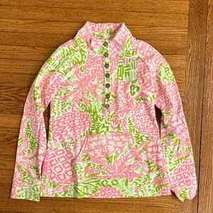 Lilly Pulitzer Pink & Lime Abstract Pullover Pink Label
